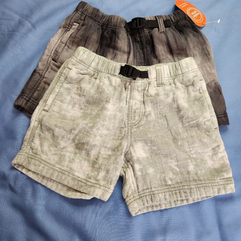 Wonder Nation Buckle-up Shorts Set of 2 Colors Black,Green Size M(8)